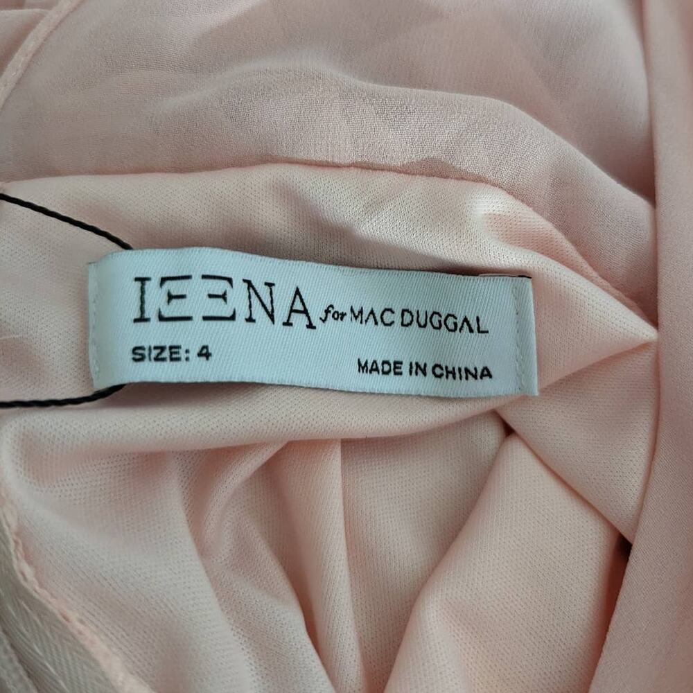 Ieena for Mac Duggal Blush Pink Tiered Chiffon Plunging V-Neck Maxi Dress 4 FLAW - Picture 4 of 13